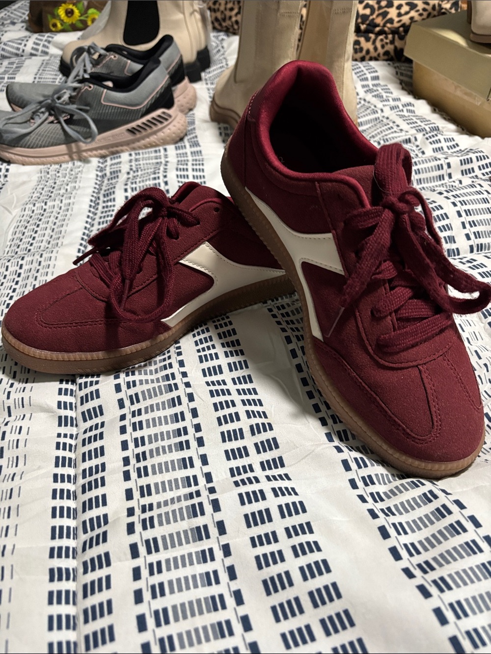 No Boundaries Burgundy and White Women's Sneakers
